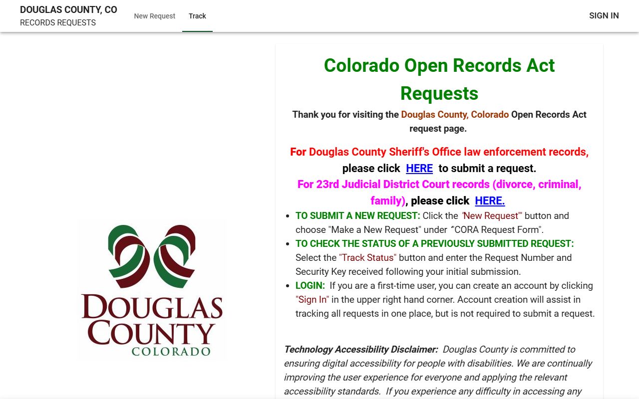 Douglas County JustFOIA public records portal
