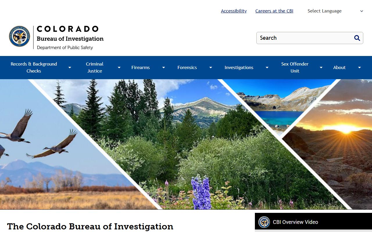 Colorado Bureau of Investigation homepage